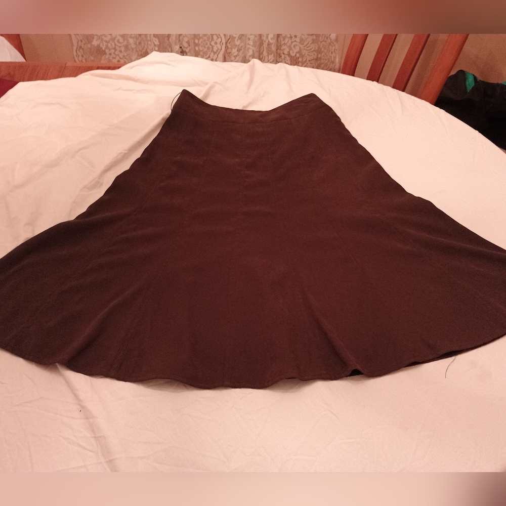 Roz & Ali Size 4 A Line Elegant Brown Women's Skirt With Belt